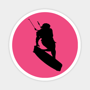 Kitesurfers Freestyle Kite Female Rider Black Silhouette Magnet